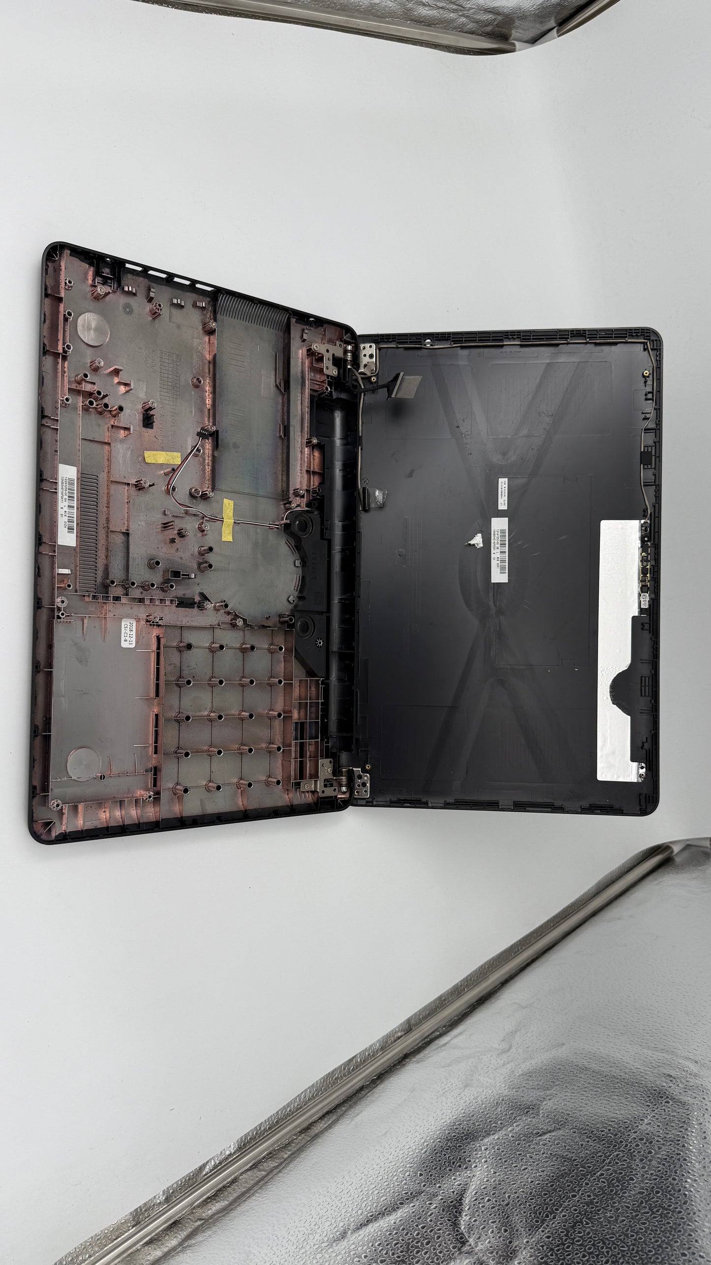 Asus Model X540U outer case. Bottom and top with hinge