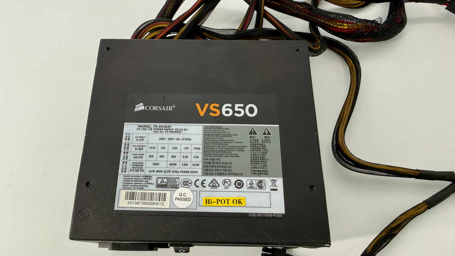 Corsair VS650 — 650 Watt 80 PLUS® Power Supply S/N:13487109000008181133
