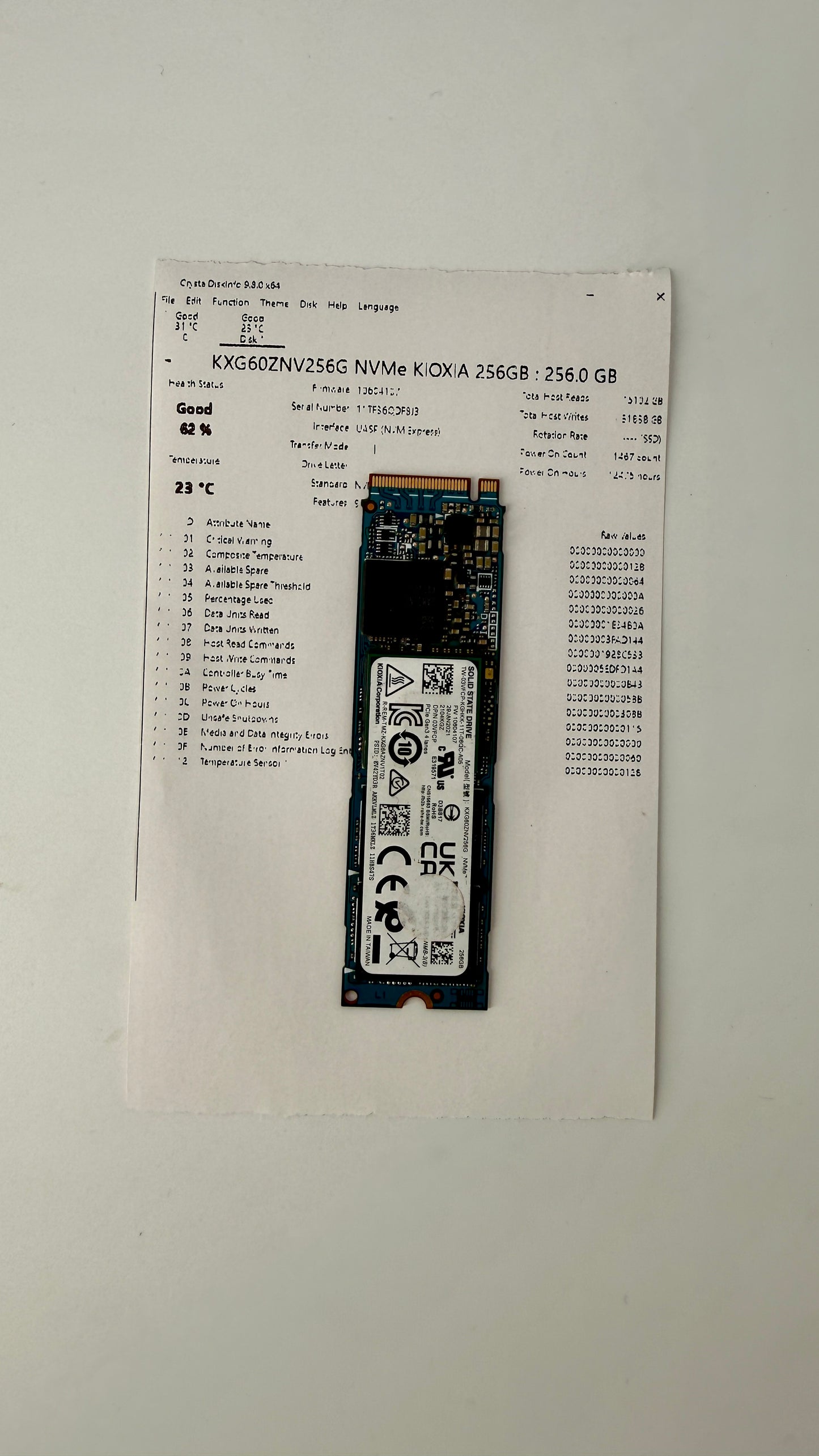 KIOXIA XG6 256GB m.2 SSD NVME
(test results in images)