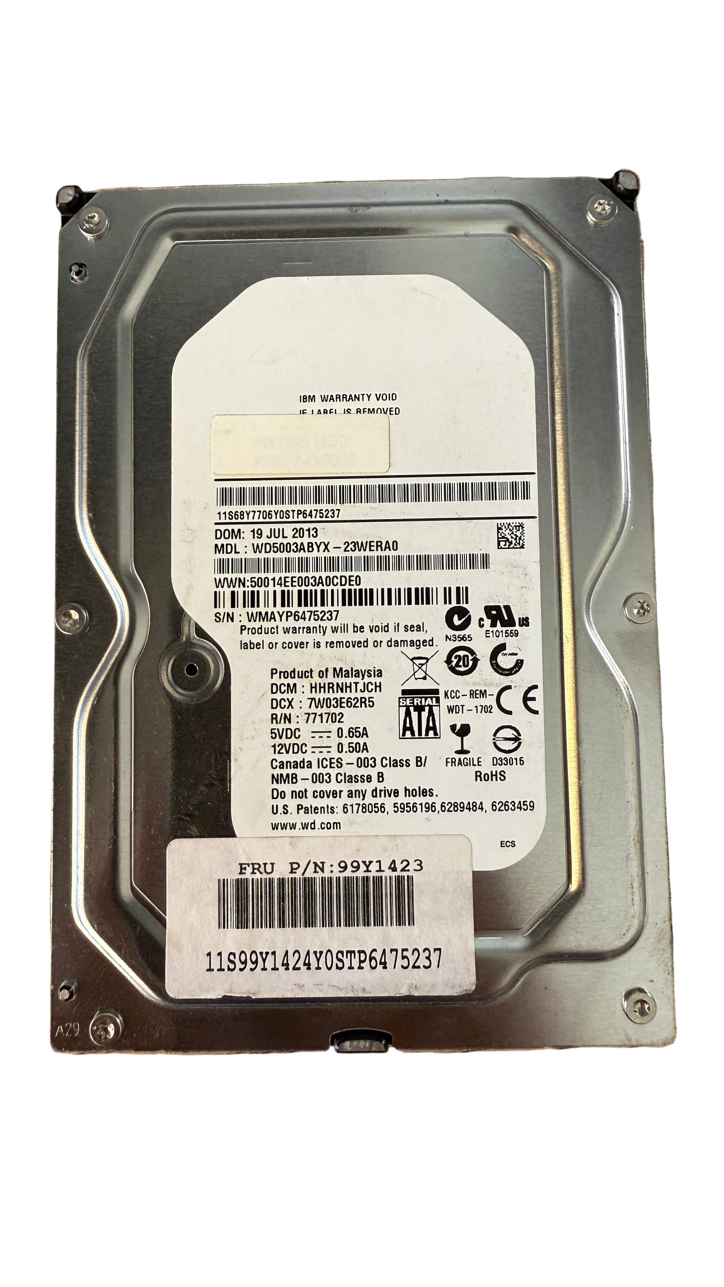 WD5003ABYX - -23WERAO 500GB Hard Drive IBM