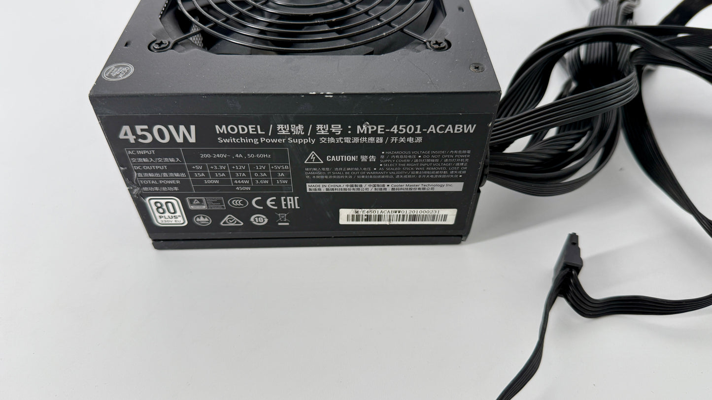Cooler Master MWE 450 (MPE-4501-ACABW) 450w Power Supply. A Grade Unit