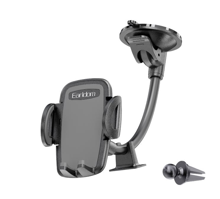 Earldom- EH190-Dual Use Suction Cup With Air Outlet Cellphone Holder- Black