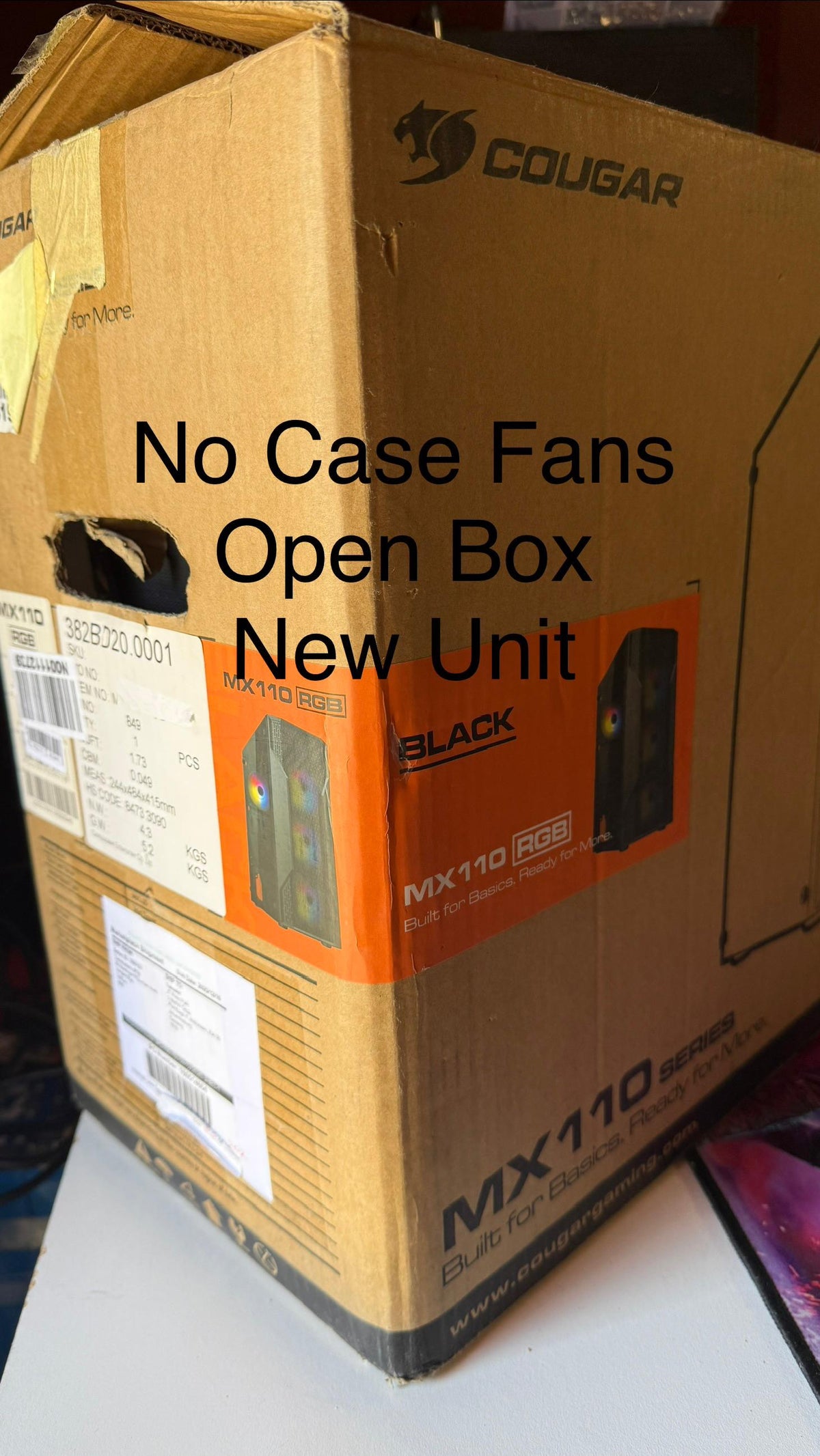 Cougar MX110 RGB Case - No Case Fans. Open box - new unit