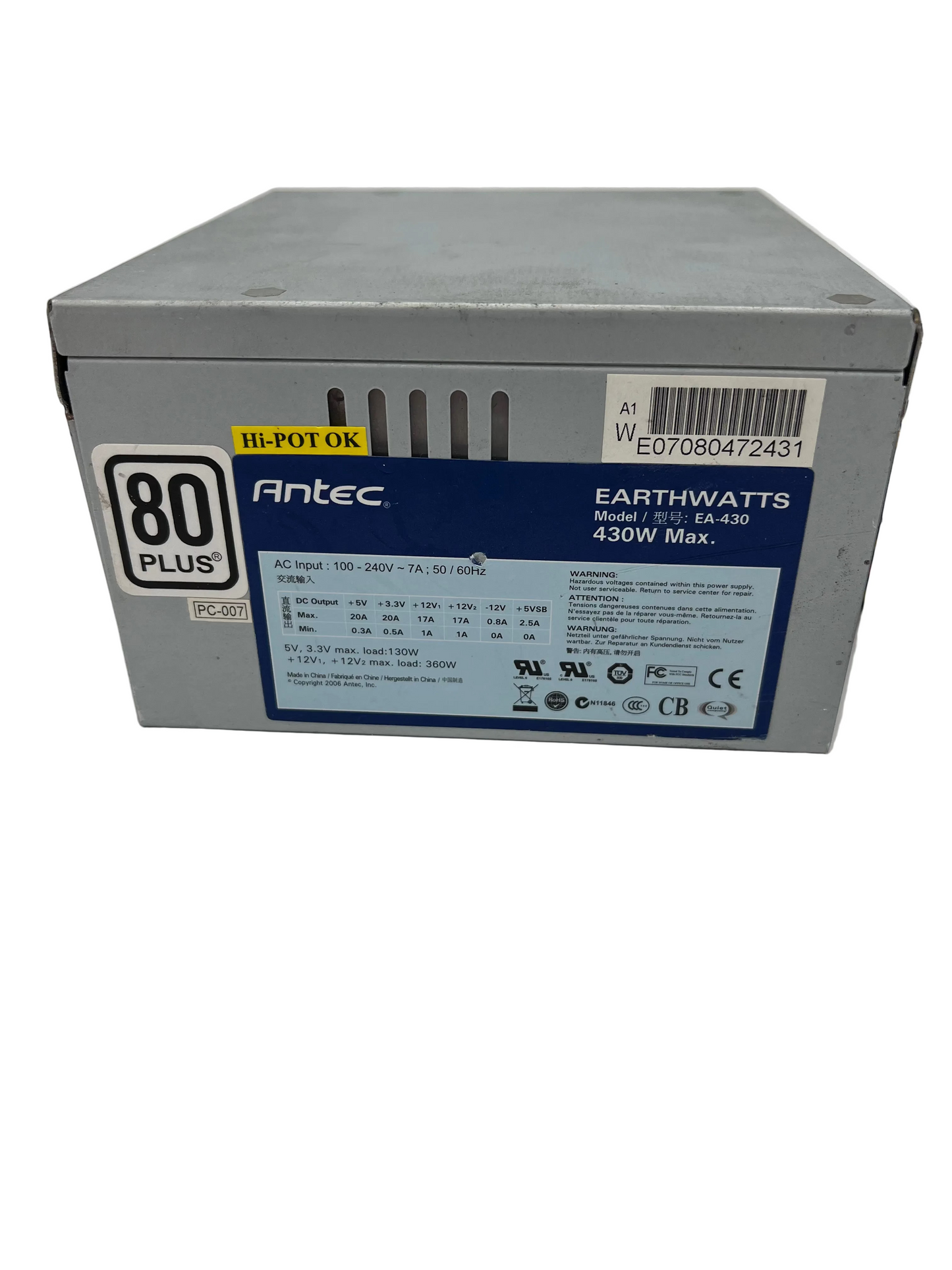 Antec EarthWatts EA-430 80Plus Power Supply 430W Power Supply