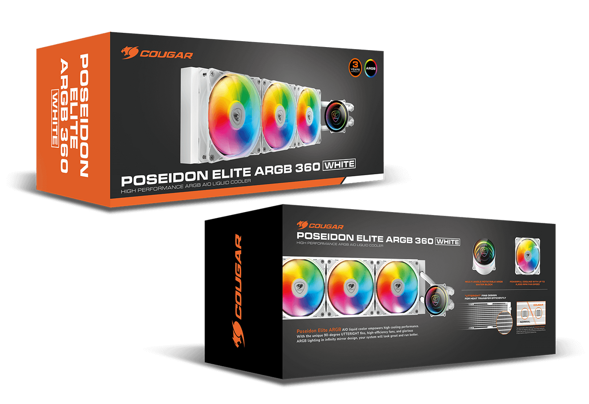 White Cougar POSEIDON ELITE ARGB AIO Liquid CPU Cooler – 360mm