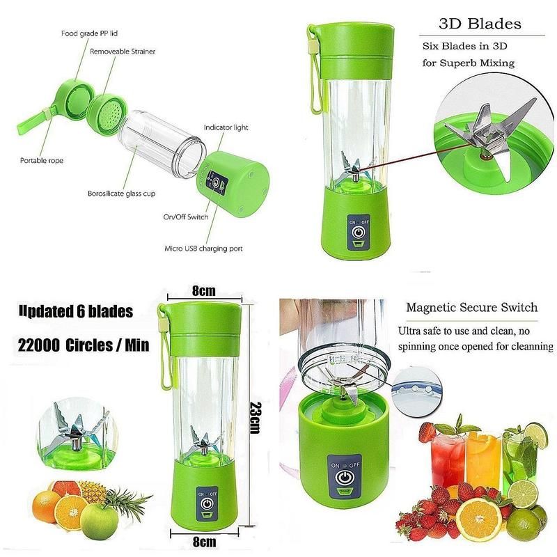 Portable Smoothie Blender, Juicer Food Processor USB Rechargeable