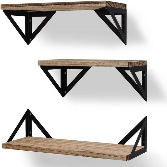 Maisonware Wall Mounted Shelves- Set of 3 - Wood