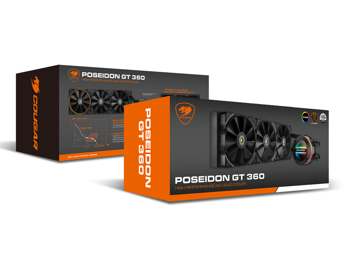 COUGAR Poseidon-GT 360, ARGB, Black - New (Open Box)