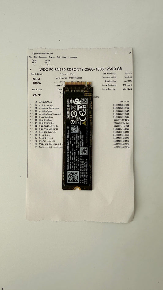 100% Health WDC PC SN730 SDBQNTY-256G-1006  256 GB M.2 NVMe SSD (Test Results In Images)