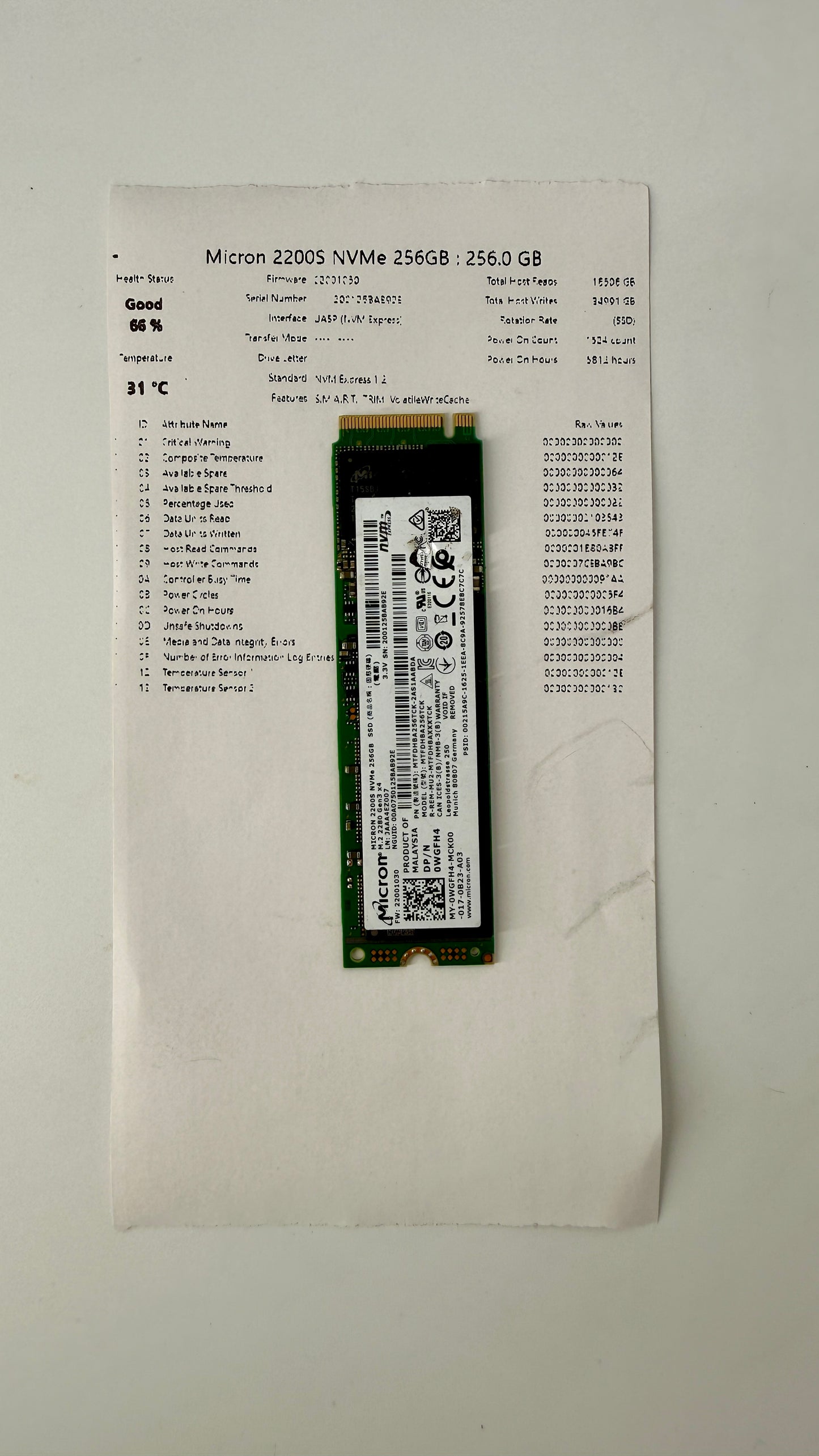 Micron 2200S NVMe 256GB M.2 SSD 2280 (Test Results In Images)