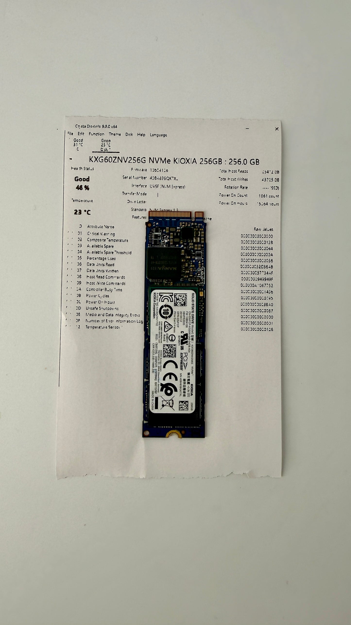 KXG60ZNV256G NVMe KIOXIA 256GB  M.2 2280 SSD (Test Results In Images)