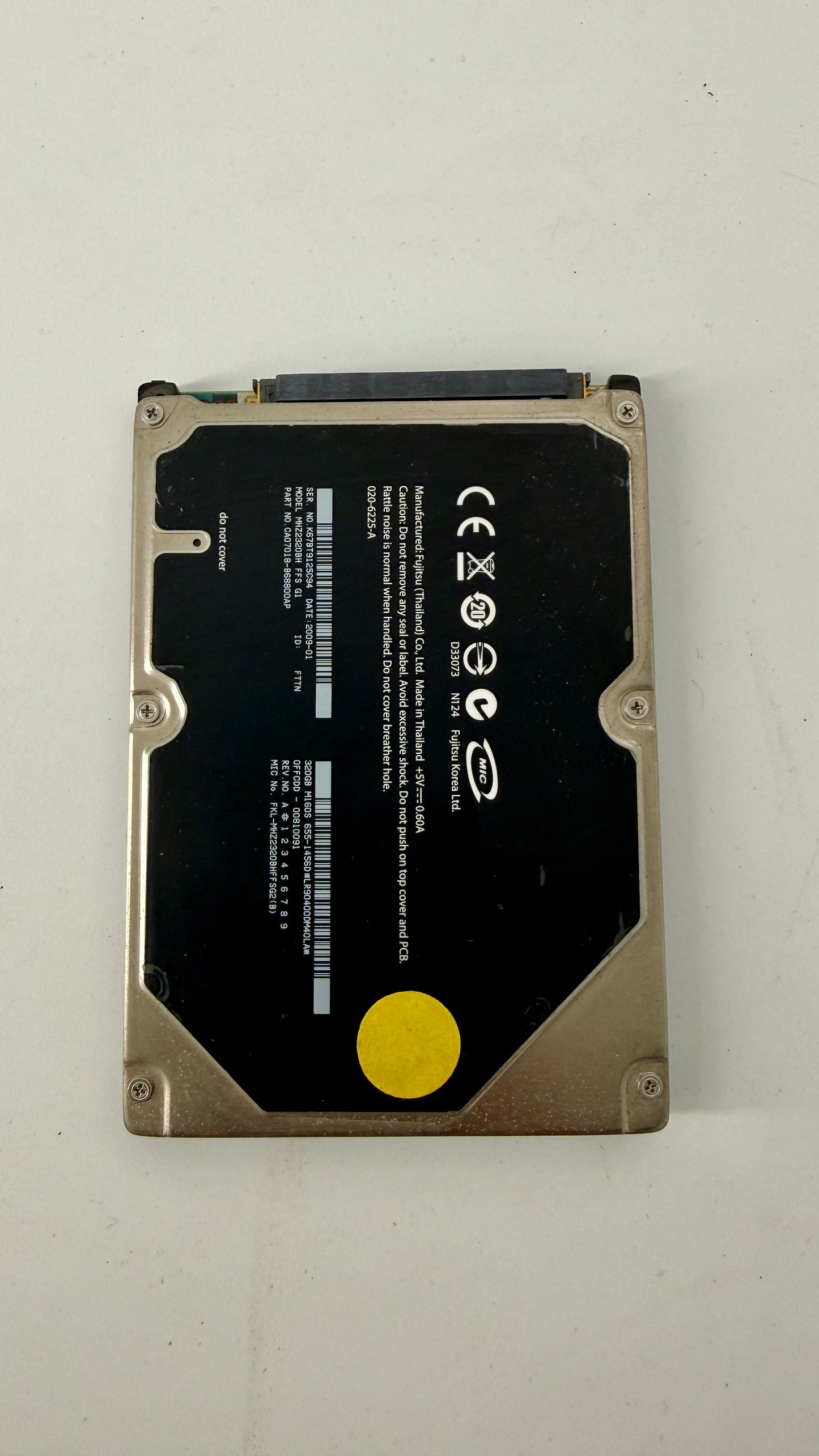 FUJITSU MHZ2320BH FFS G1 : 320.0 GB  2.5" HDD (Test Results In Images) K67BT9125C94