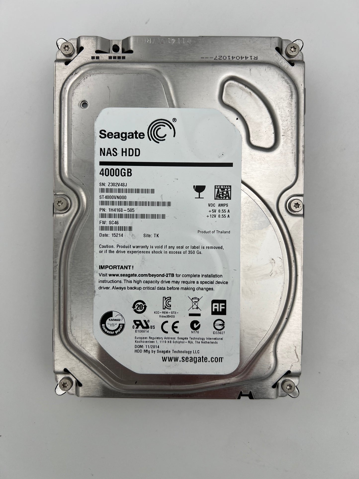 Seagate NAS ST4000VN000-1H4168  3.5" 4TB Hard Drive (Test results in images)
