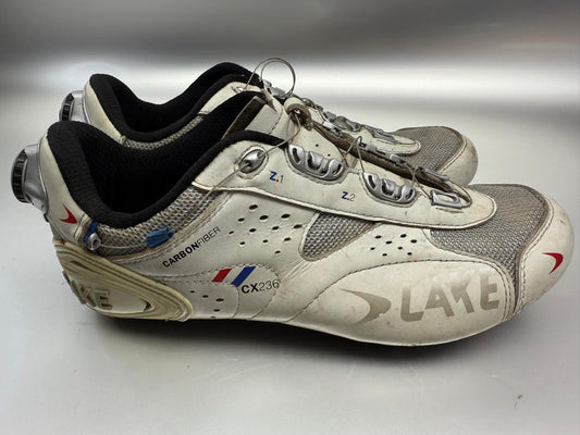 Lake CX236 carbon fiber road cycling shoes for sale. Excellent condition. BOA lacing system. Size US10/EU44 (as per label)