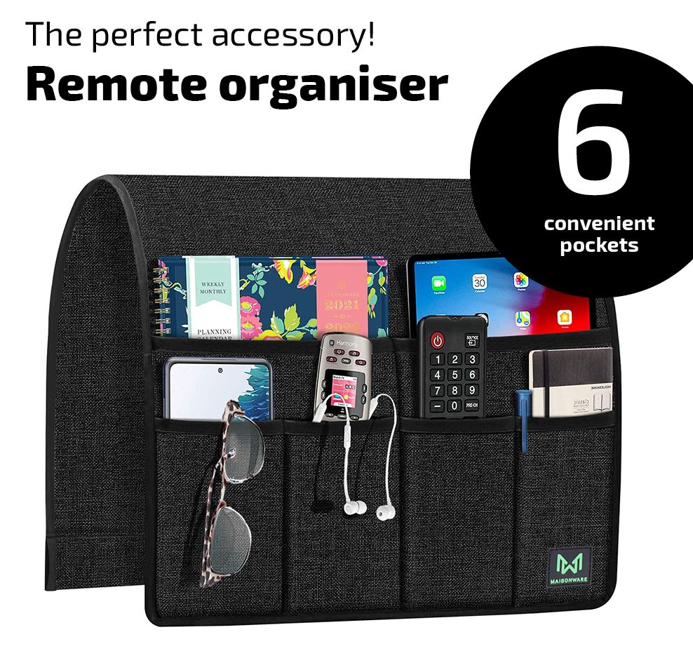 Maisonware 6 Pocket Armrest Caddy Remote Control Holder and Organise