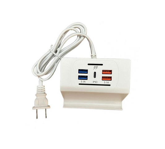 5 Port 3.1 Amp USB 3.0 + PD Power Socket Hub