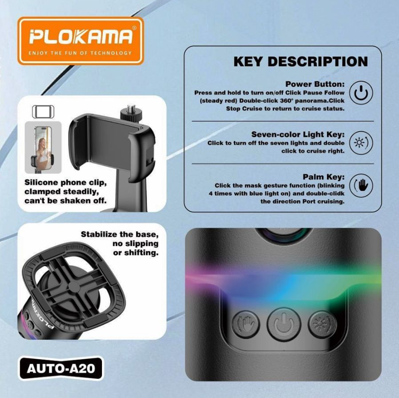 Plokama A20 360' Smart Shooting Gimbal With AI