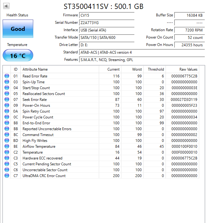 Seagate Sv35.5 ST3500411SV : 500 GB
