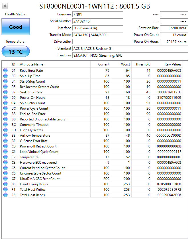 Seagate Enterprise NAS  3.5" 8TB Hard Drive (Test results in images) ST8000NE0001-1WN112 (Test Results In Images) (8)