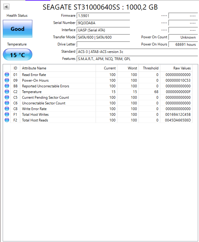 SEAGATE Barracuda ES.2 3.5' 1TB SAS Hard Drive (Test results in images)