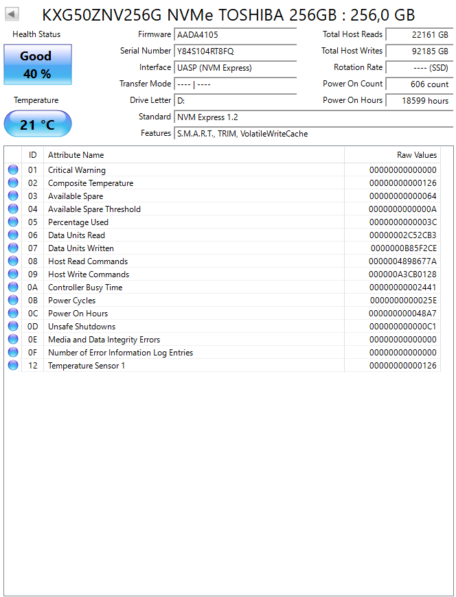 Toshiba NVMe 256GB (Test Results in Images)