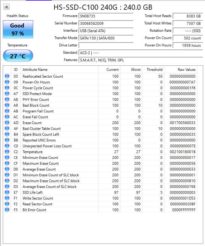Hikvision C100 240GB 2.5" SATA 6GB/s 3D Nand Internal Solid State Drive (SSD) Test Results In Images