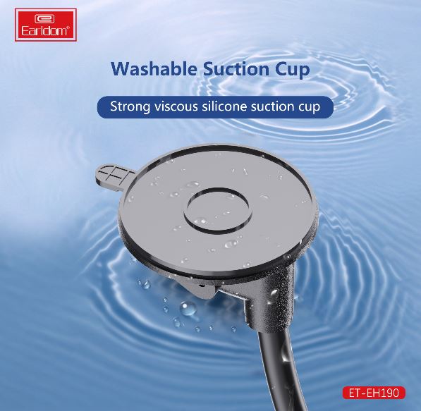 Earldom- EH190-Dual Use Suction Cup With Air Outlet Cellphone Holder- Black