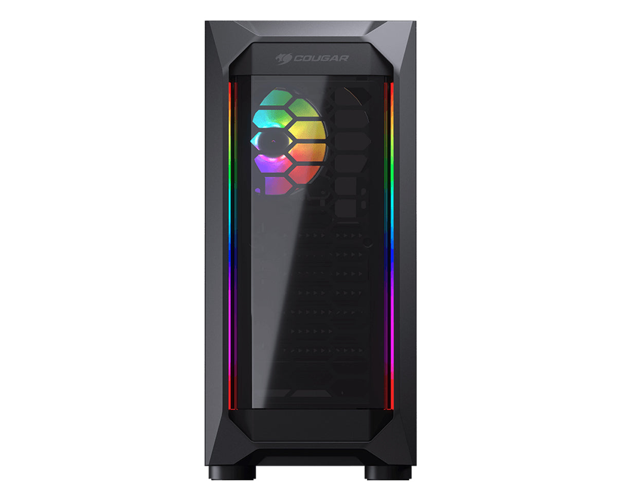 Cougar MX410 ARGB Mid-Tower Gaming Case / Tempered Glass Left Side Panel / Supports 120mm Fans / Supports up to 240mm Cooler Water Cooling Radiator