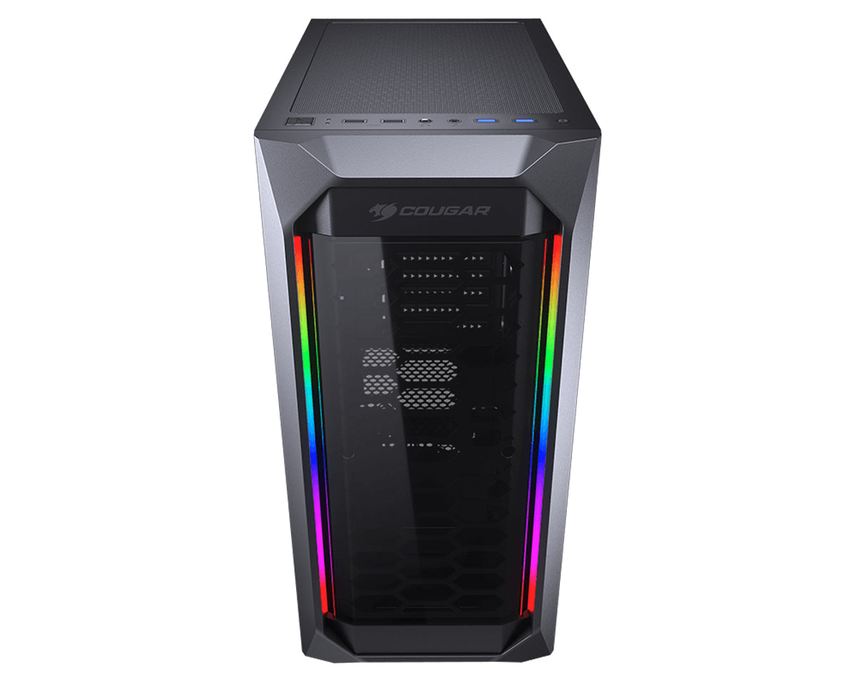 Cougar MX410 ARGB Mid-Tower Gaming Case / Tempered Glass Left Side Panel / Supports 120mm Fans / Supports up to 240mm Cooler Water Cooling Radiator