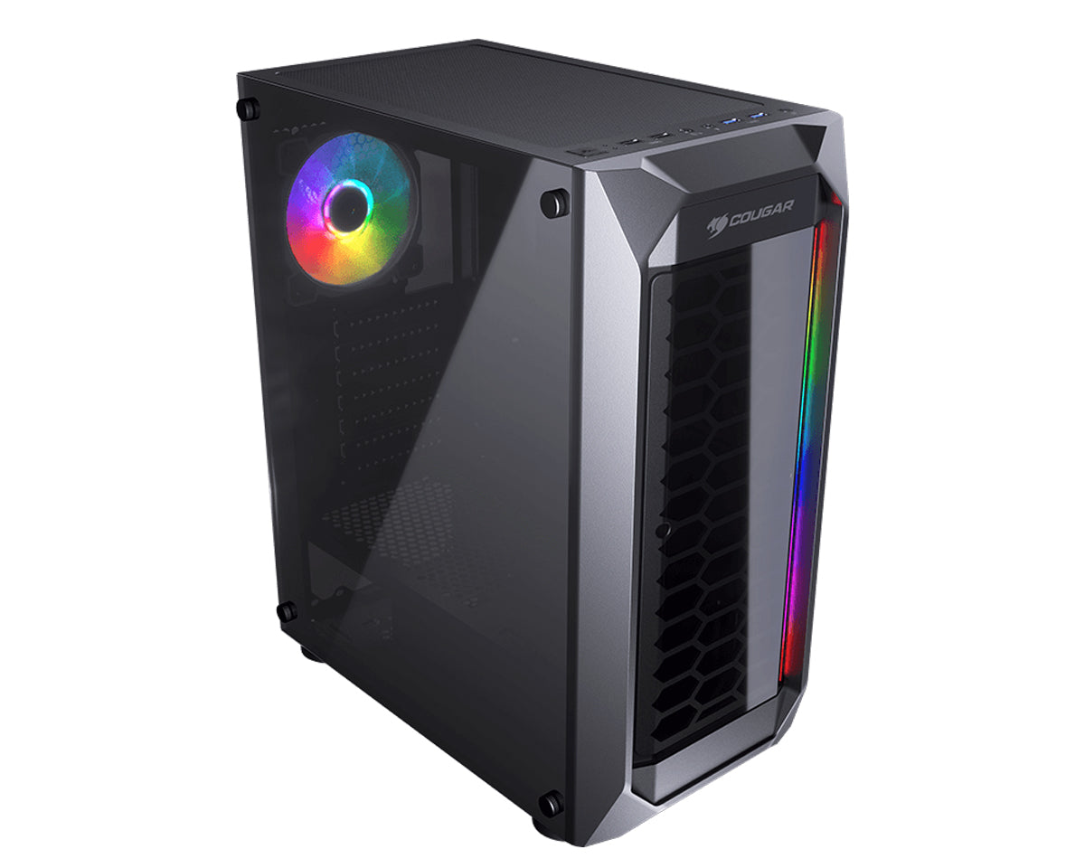 Cougar MX410 ARGB Mid-Tower Gaming Case / Tempered Glass Left Side Panel / Supports 120mm Fans / Supports up to 240mm Cooler Water Cooling Radiator