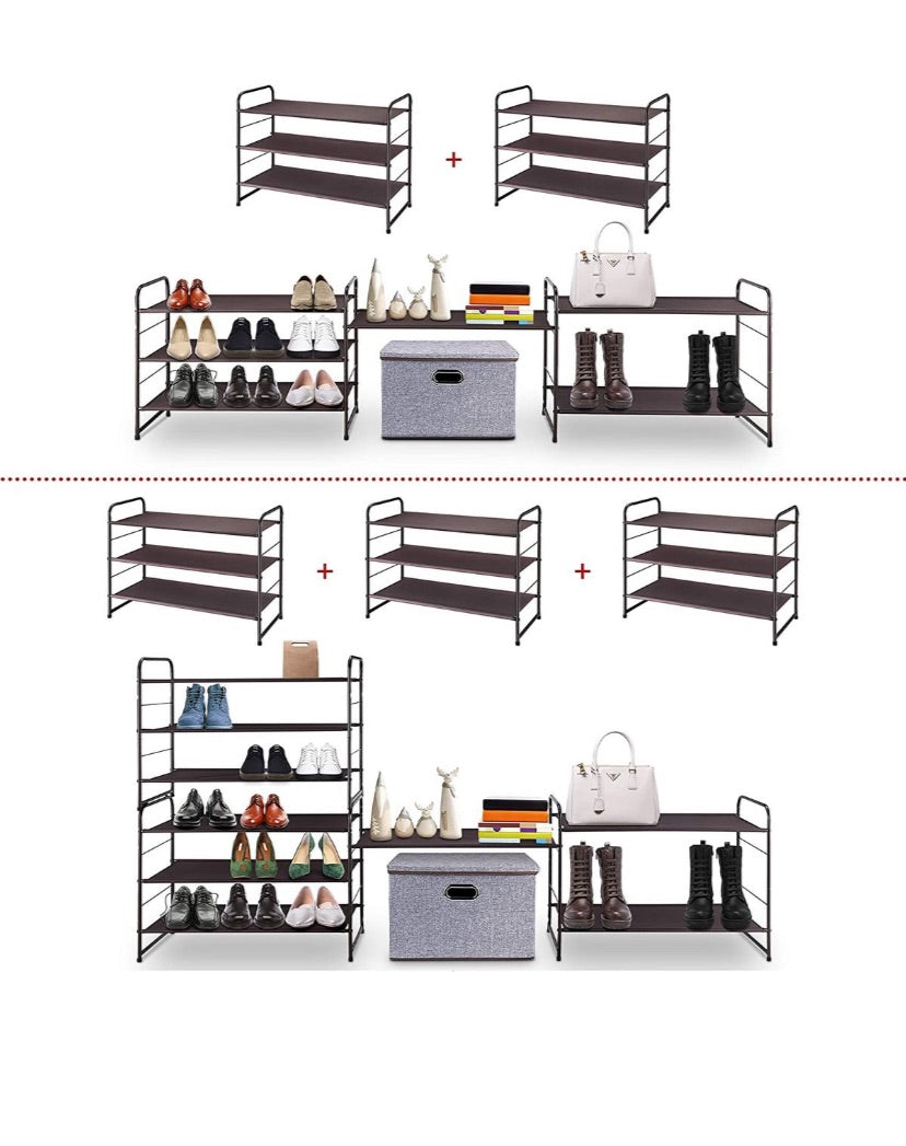 Maisonware 3-Tier Adjustable Stackable Shoe Rack Storage Organiser