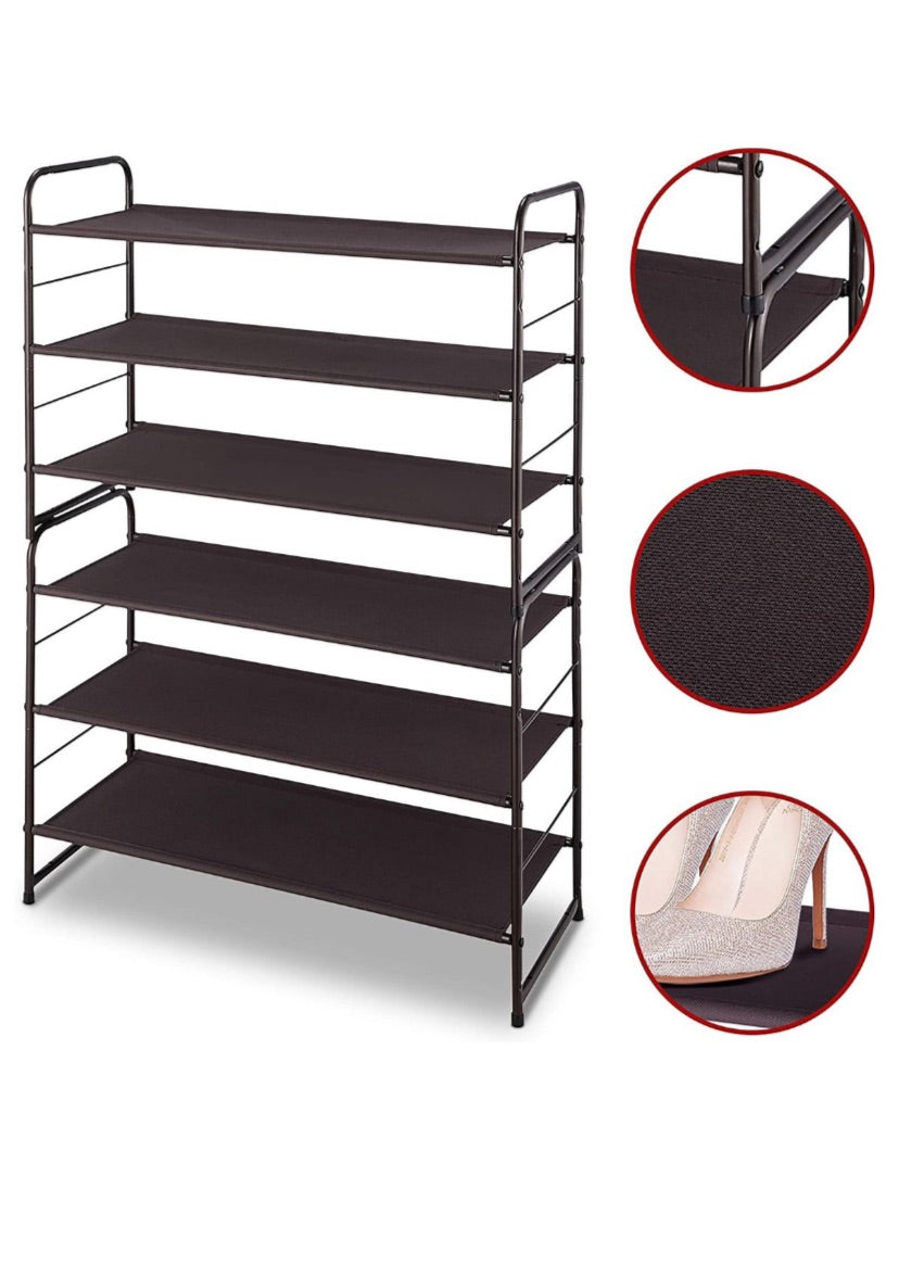 Maisonware 3-Tier Adjustable Stackable Shoe Rack Storage Organiser