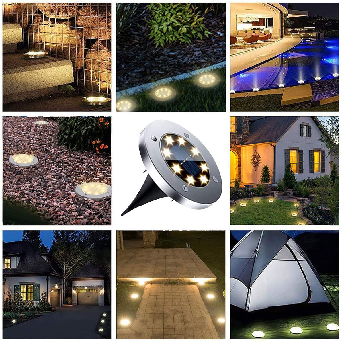 Lumina 12 Waterproof Outdoor Garden Solar Ground LED Lights
