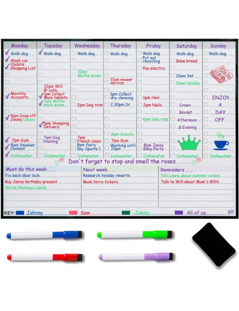 Maisonware Magnetic Weekly Planner Fridge Whiteboard