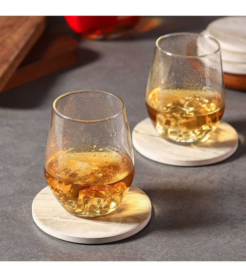 Maisonware Ceramic Non-Slip Coasters with Metal Holder - Set of 6