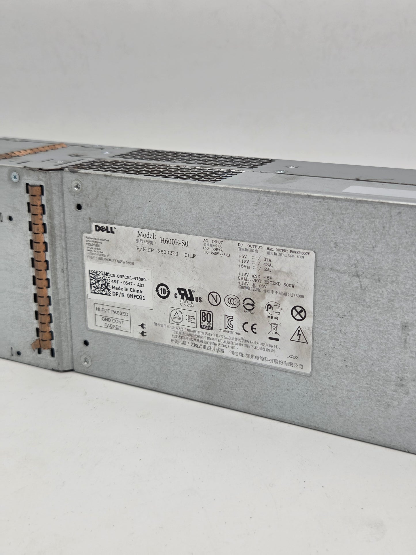 Genuine Dell 600W Server Power Supply Unit (PSU) | Model H600E-S0 | Enterprise Power Replacement