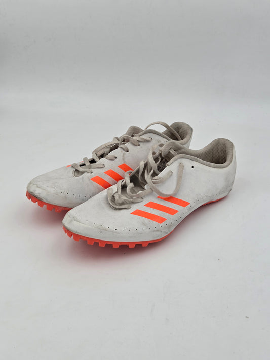 Adidas Unisex Track and Field Spikes - White/Orange UK 10