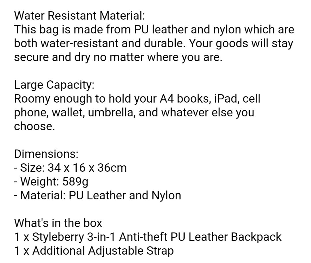 Water Resistant ,Anti-Theft Laptop Backpack