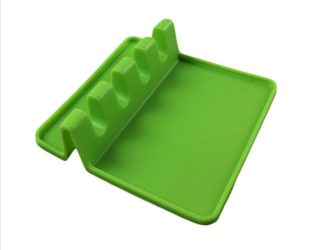 Heat Resistant Silicone Utensil Rest With Drip Pad