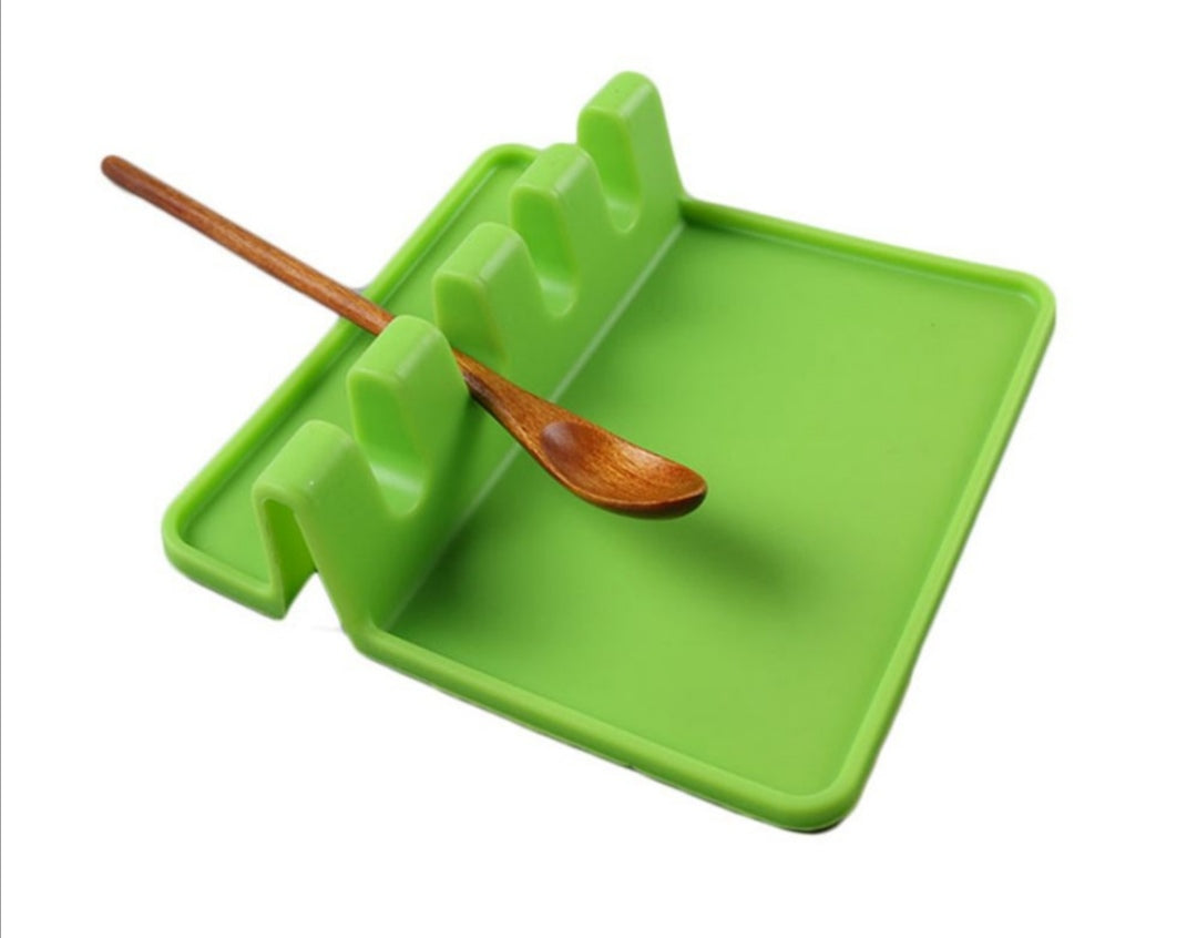 Heat Resistant Silicone Utensil Rest With Drip Pad