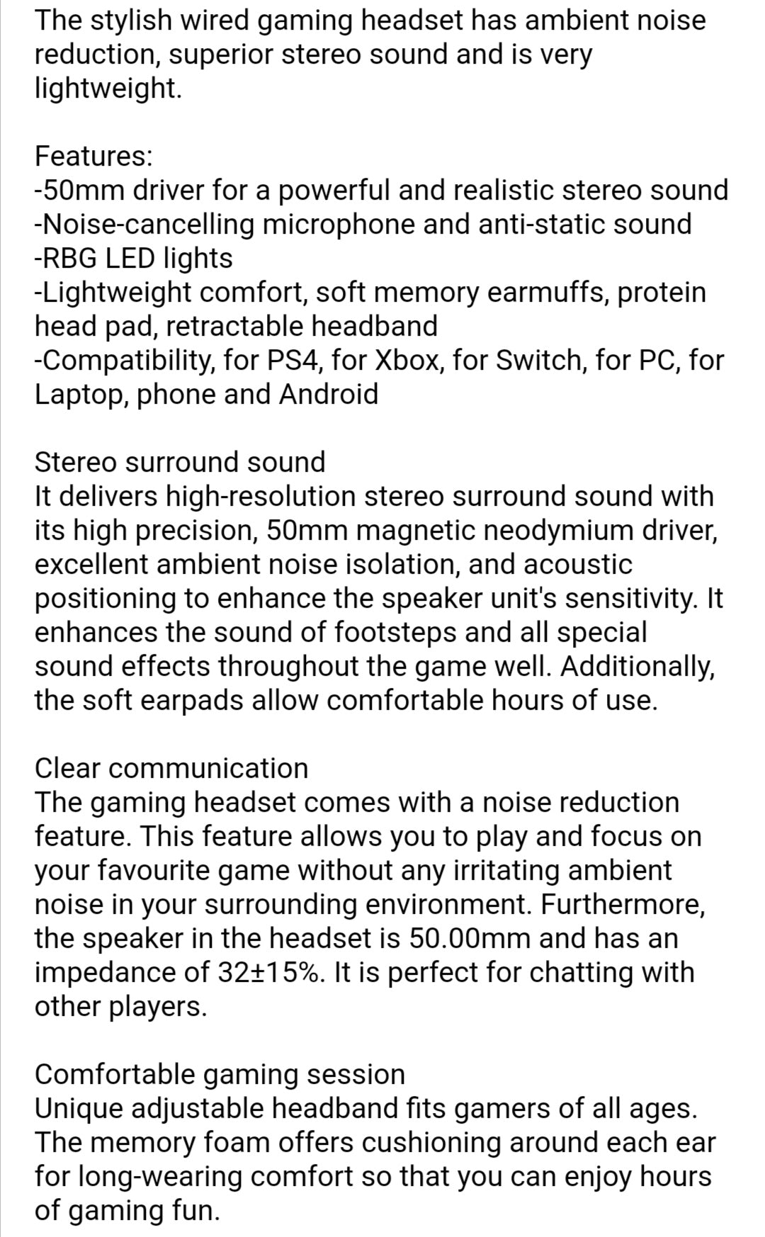 X11 Gaming Headset
