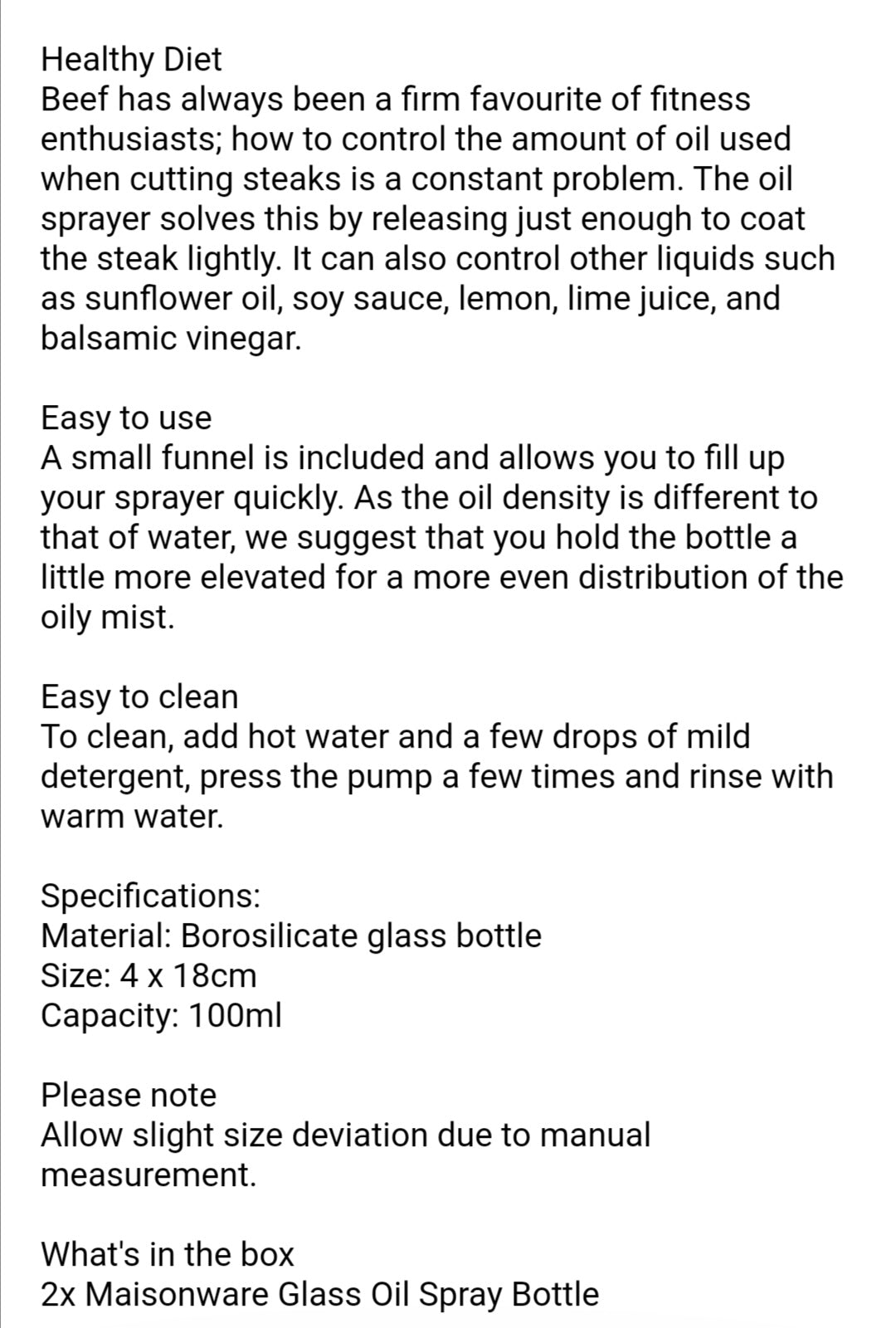 Oil Spray Bottle