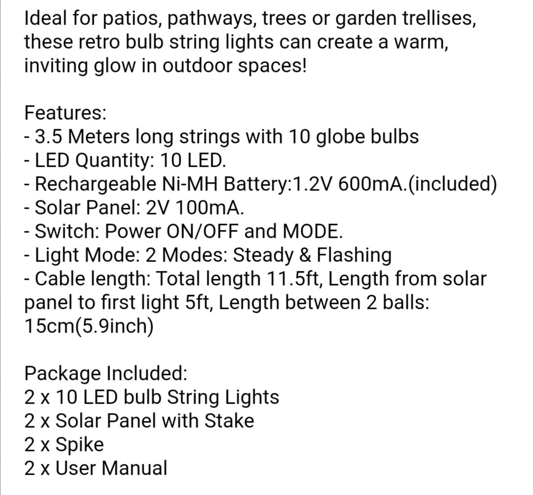 3.5m Solar Globe Fairy Lights (Set Of 2)