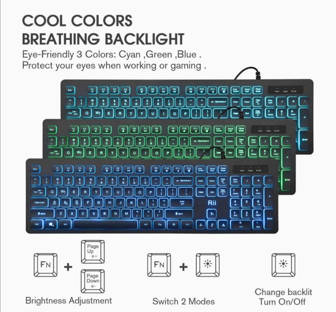 Colourful Backlit Keyboard With Mouse