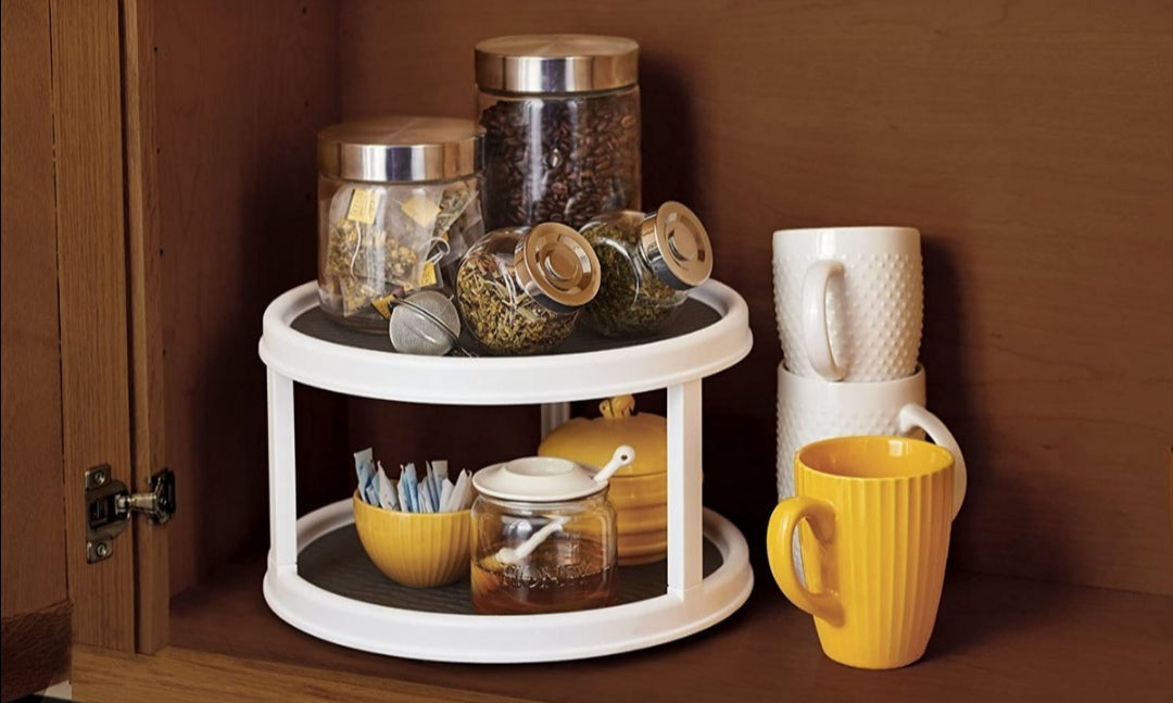 Non-Skid 2-Tier Pantry Cabinet Lazy Susan