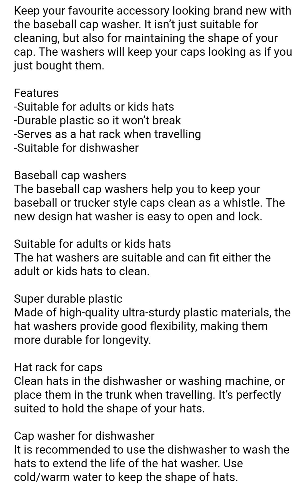 Baseball Cap Hat Washer ,Shaper Protector Frame