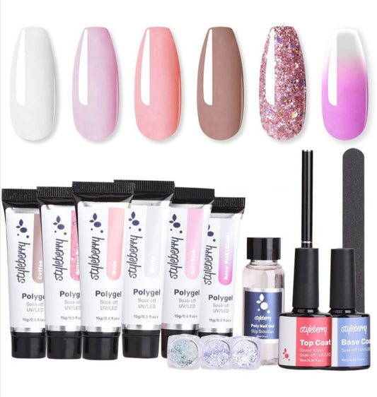 Polygel Nail Extension Kit With Tips