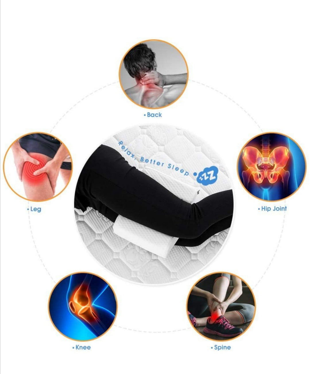 Orthopedic Knee Contour Pillow With Memory Foam