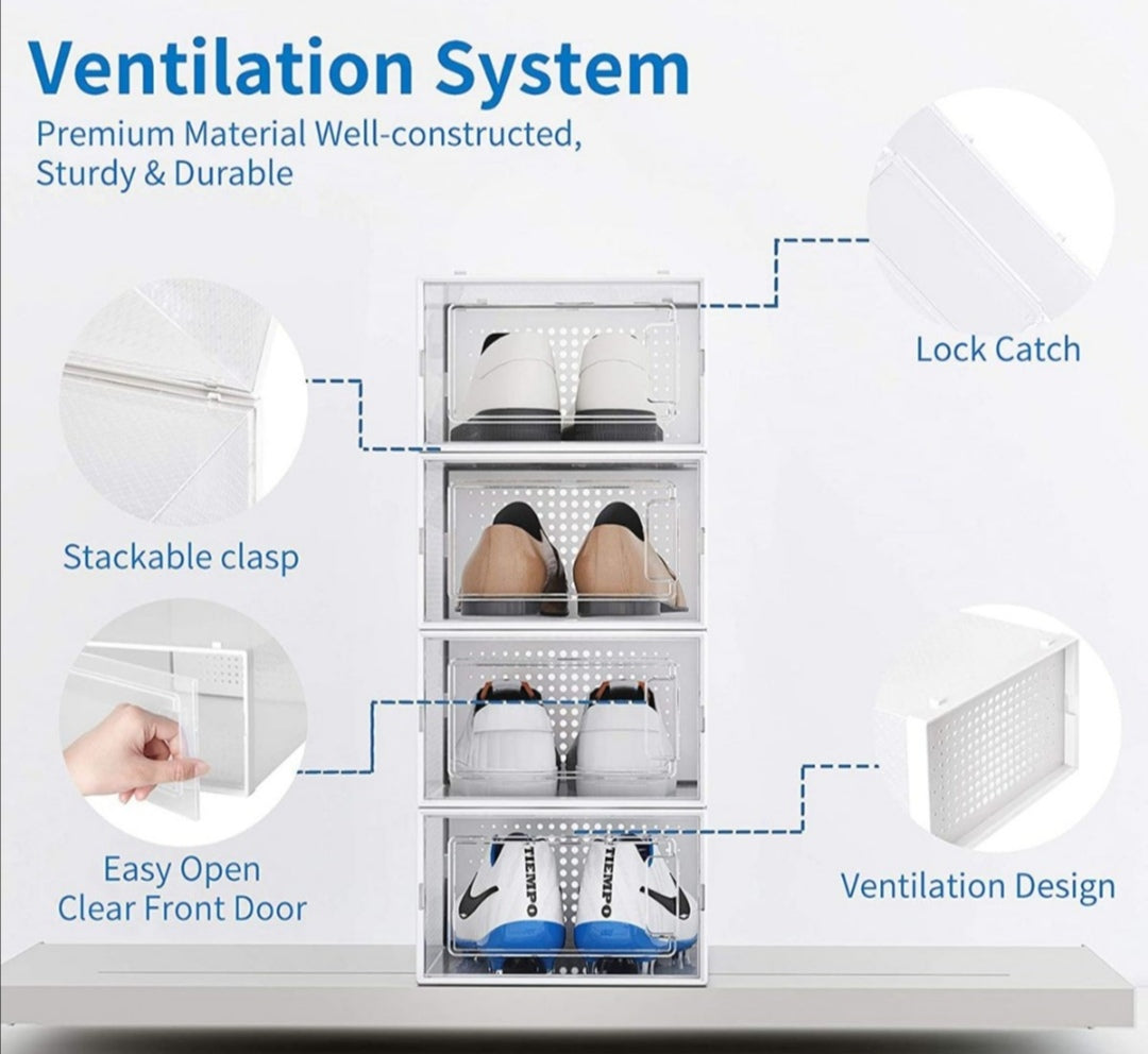 Transparent Ventilated Shoe Boxes ( Set Of 6)