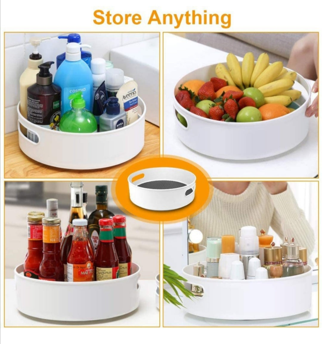 Kitchen Cabinet Turntable And Snack Organizer